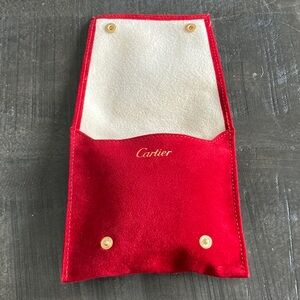 Cartier Red velvet watch or jewelry travel Pouch with Gold Accents